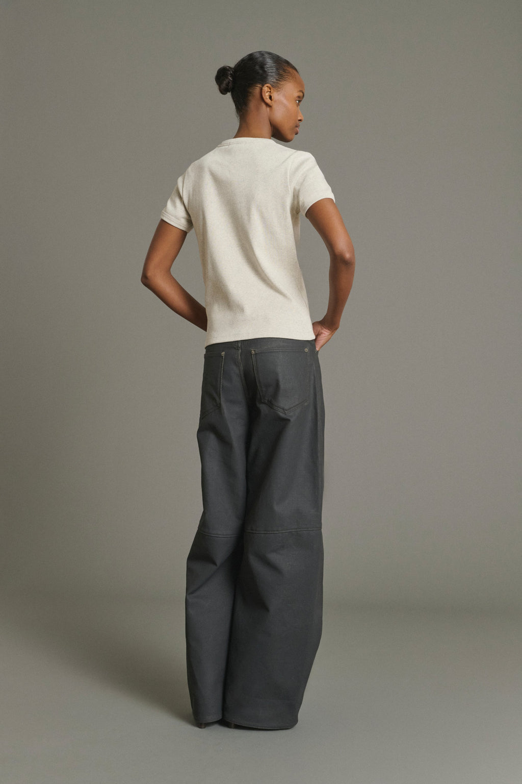 Jean barrel en toile enduite