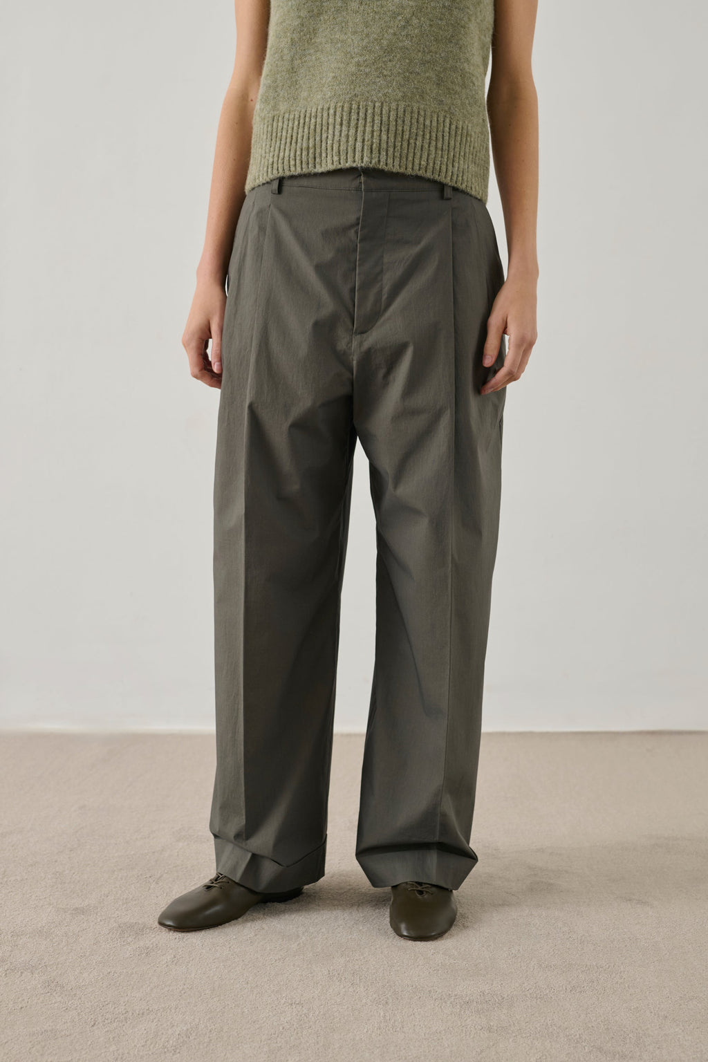 Pantalon à pinces en popeline