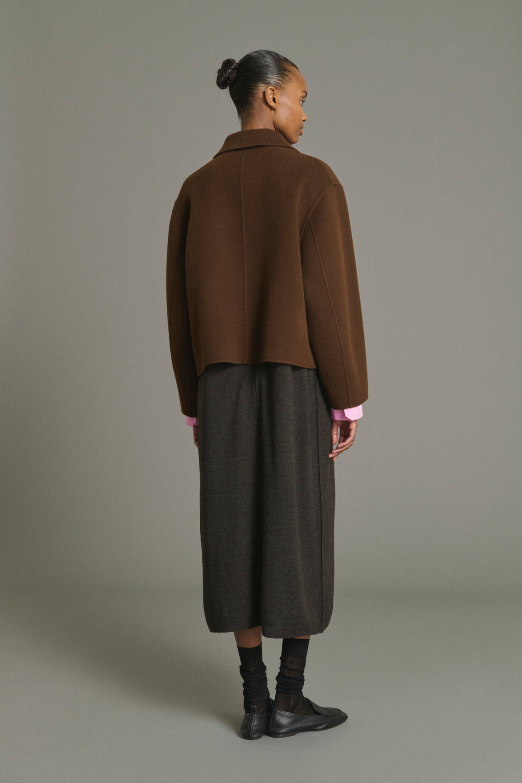 Manteau court en laine double face