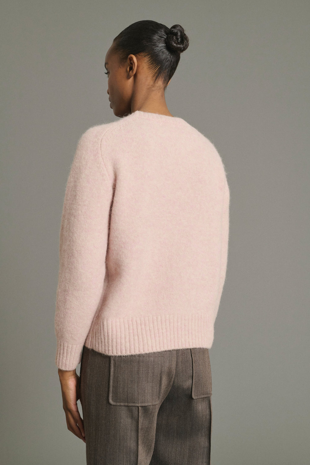 Pull à col rond en laine et alpaga