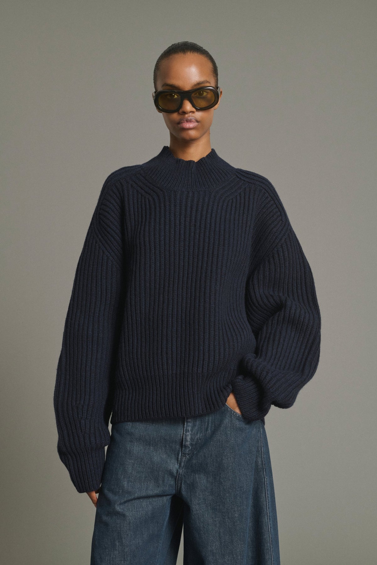 Pull oversize en côtes anglaises