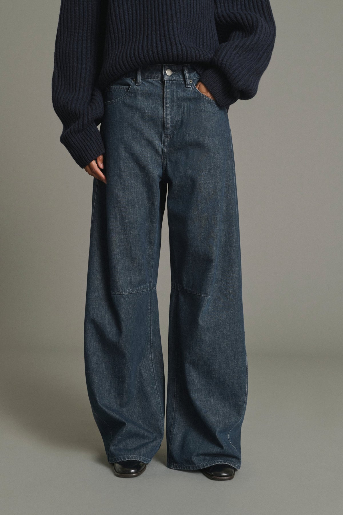 Jean coupe barrel en denim