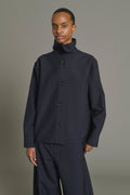 Chemise à col montant en toile de laine