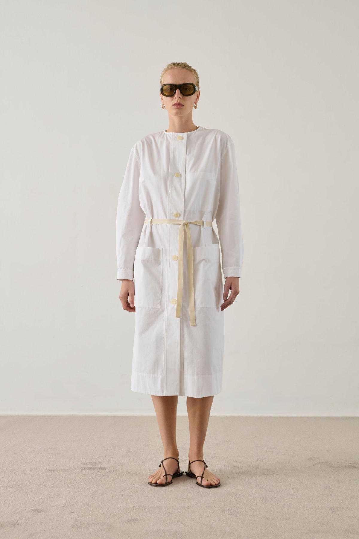 Robe chemise sans col
