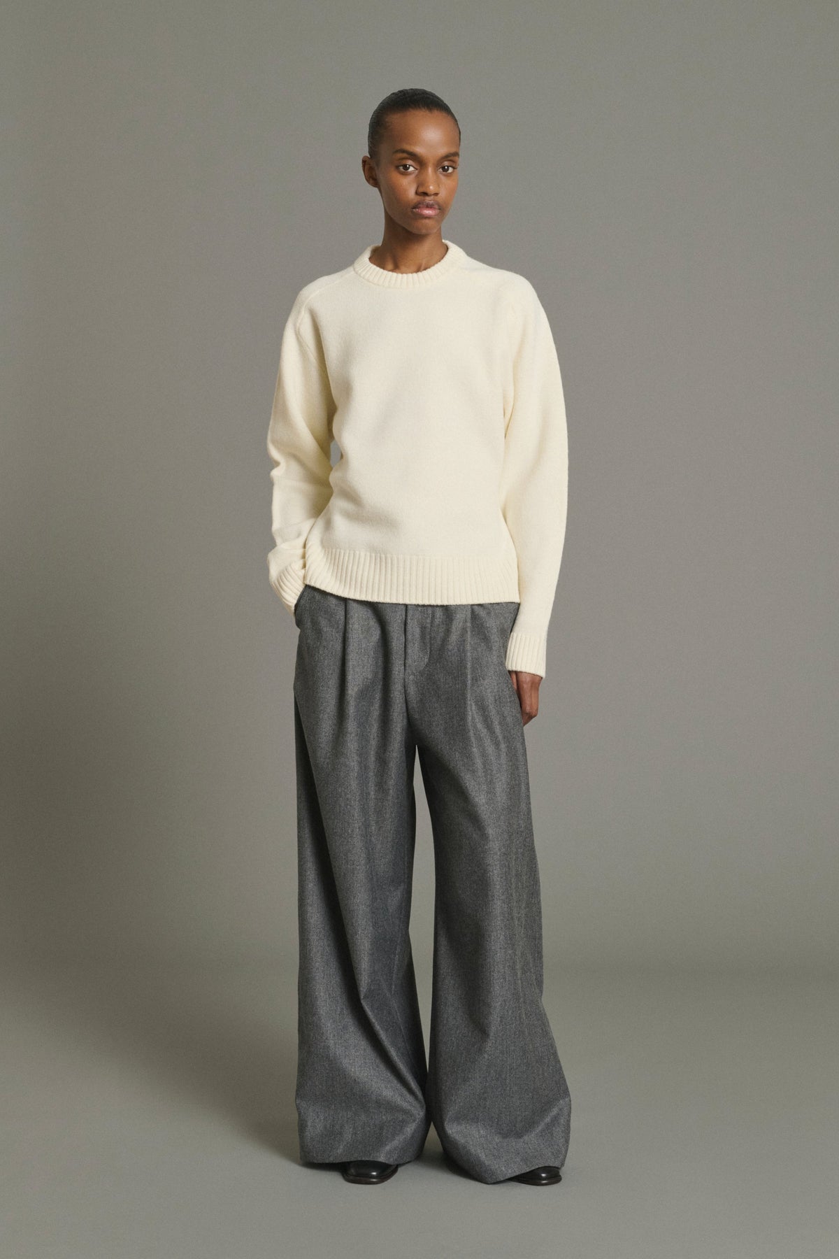 Pull cintré en maille feutrée