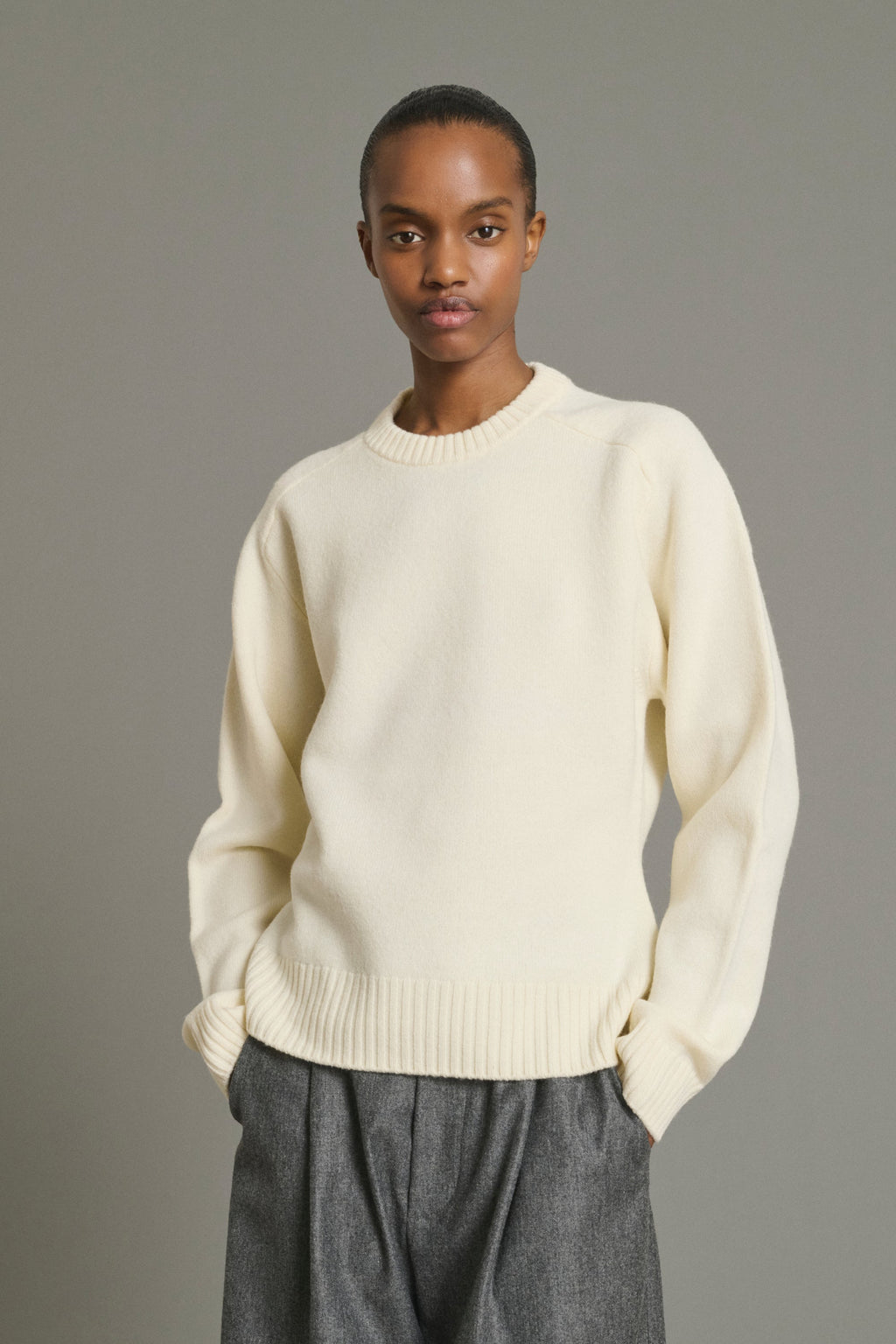 Pull cintré en maille feutrée