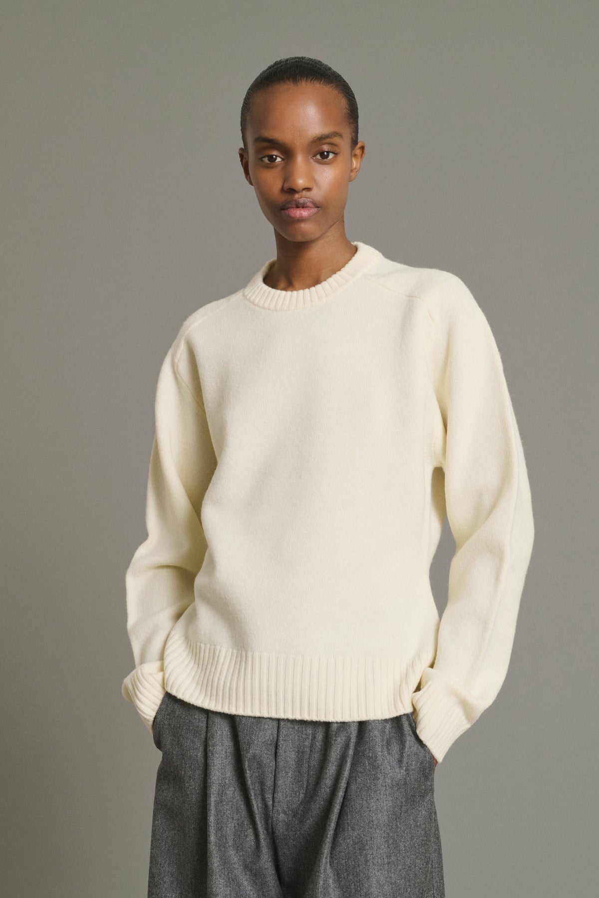 Pull cintré en maille feutrée