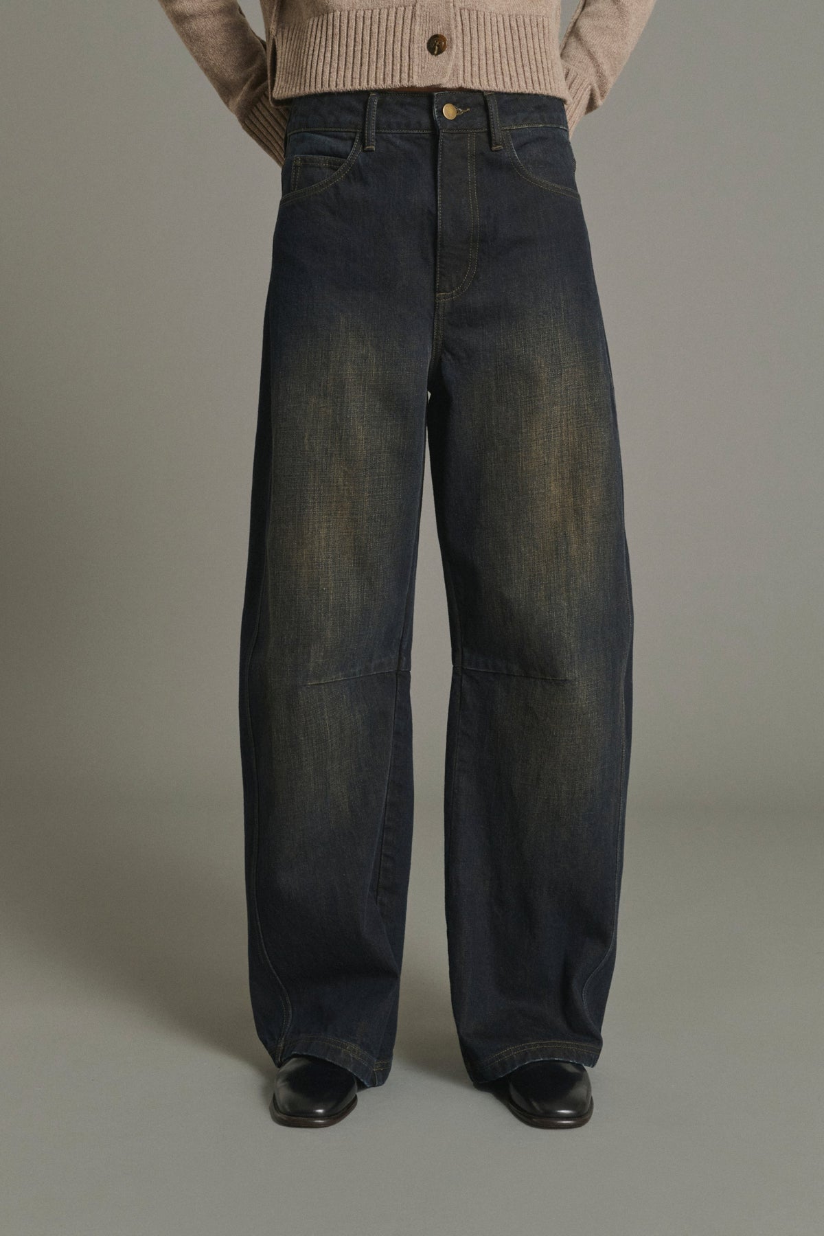 Jean coupe barrel en denim