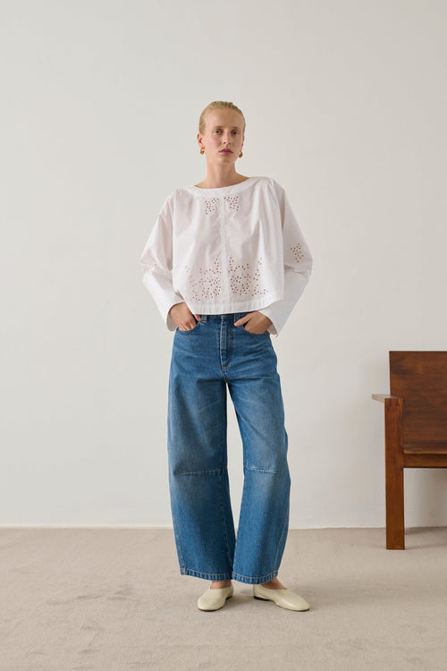 Blouse en coton brodée