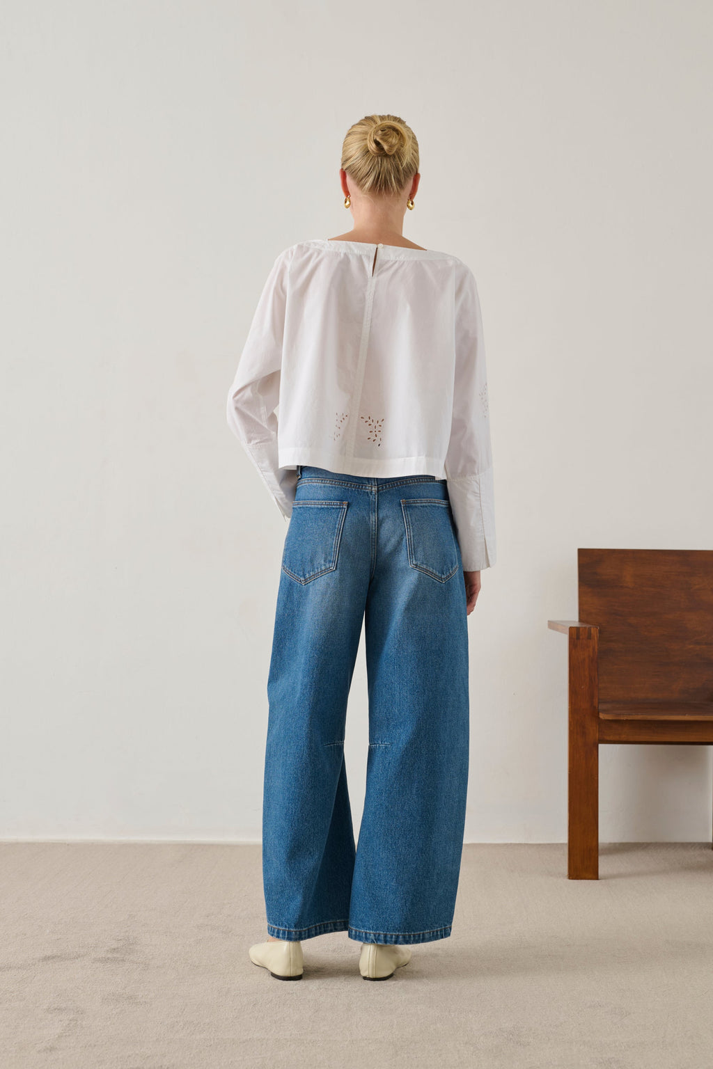Blouse en coton brodée