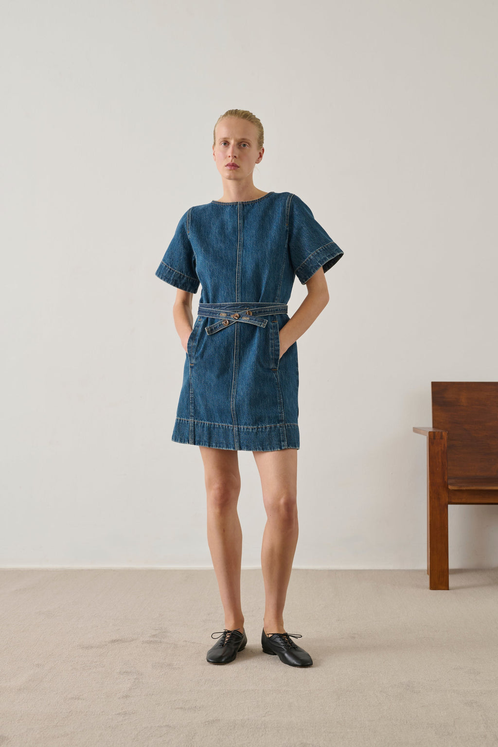 Robe courte en denim