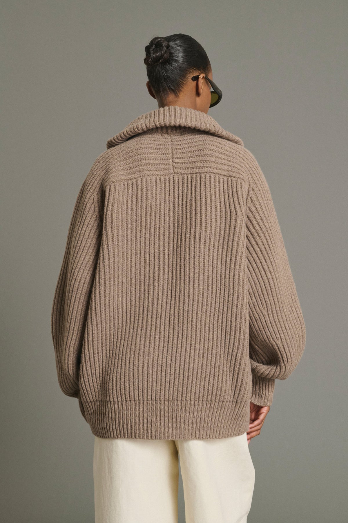 Cardigan oversize en côtes anglaises