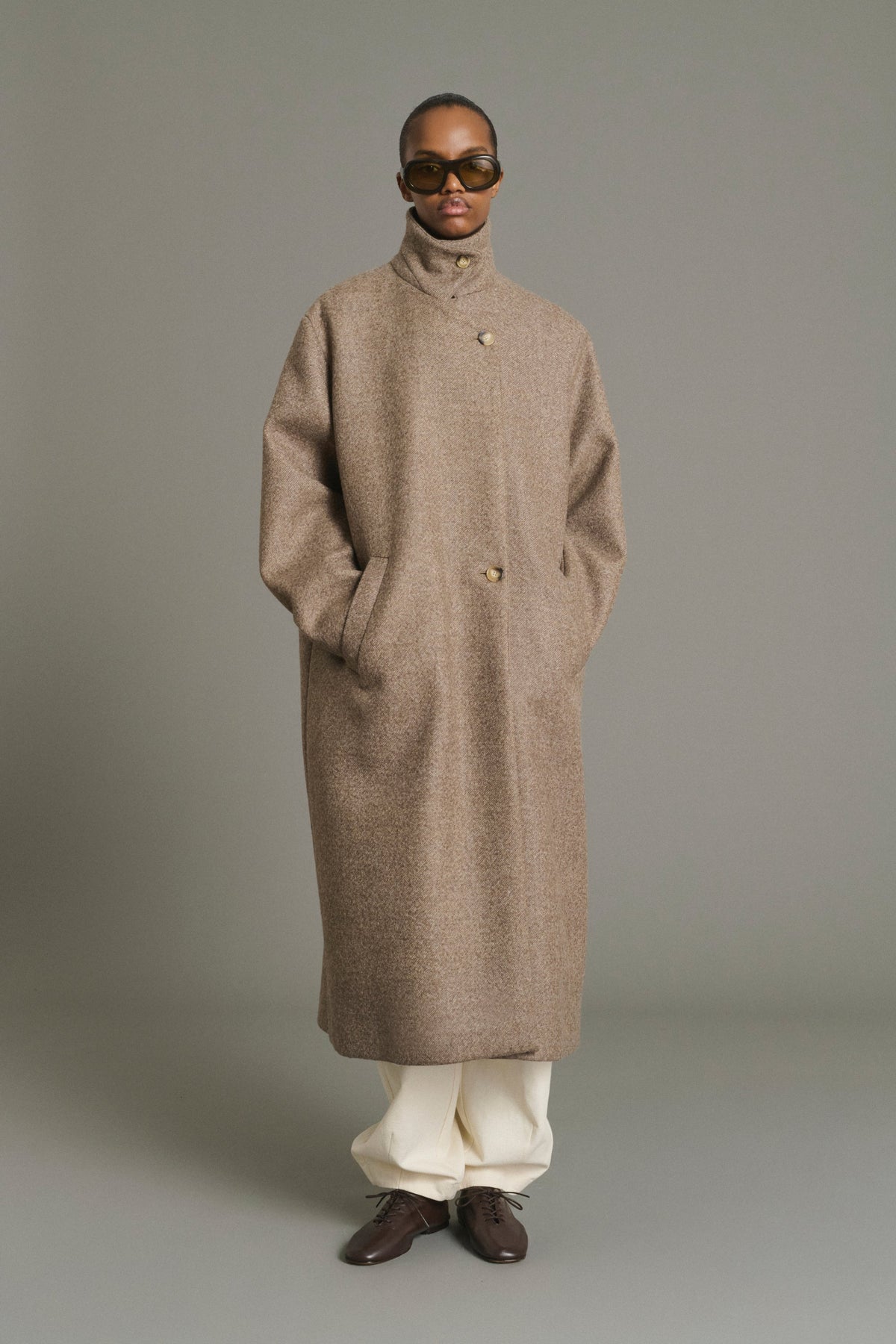 Manteau oversize en drap de laine