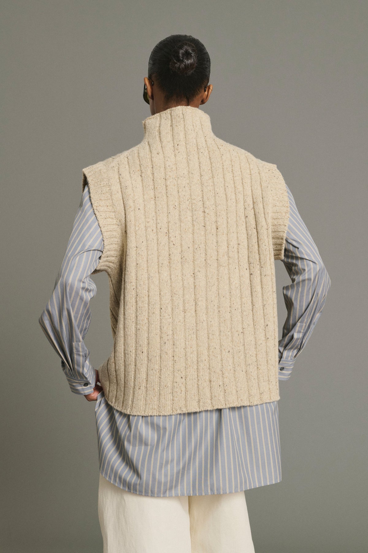Débardeur moucheté à larges côtes