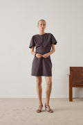 Robe courte en popeline