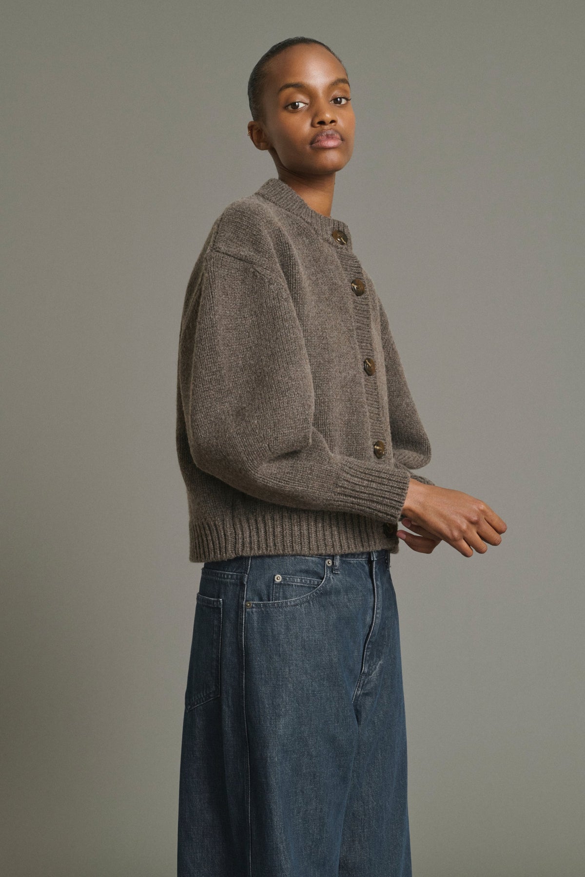 Cardigan boxy en laine compacte