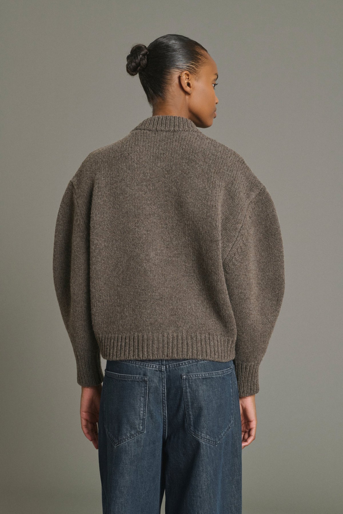 Cardigan boxy en laine compacte