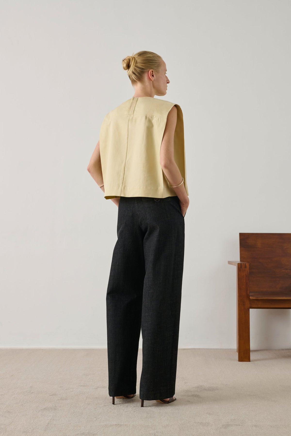 Top sans manches en coton et lin