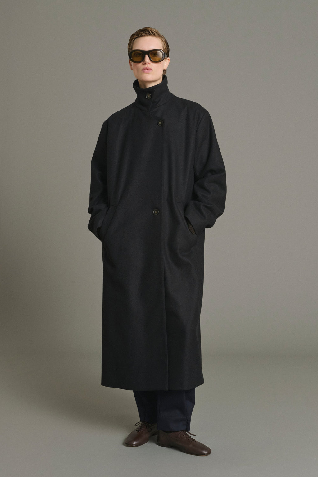 Manteau oversize en drap de laine