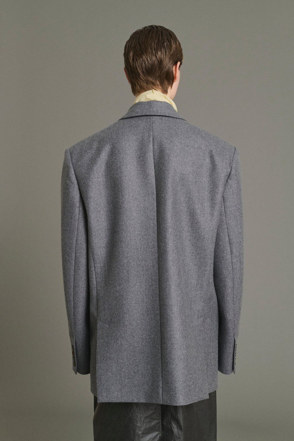 Veste oversize croisée en flanelle de laine