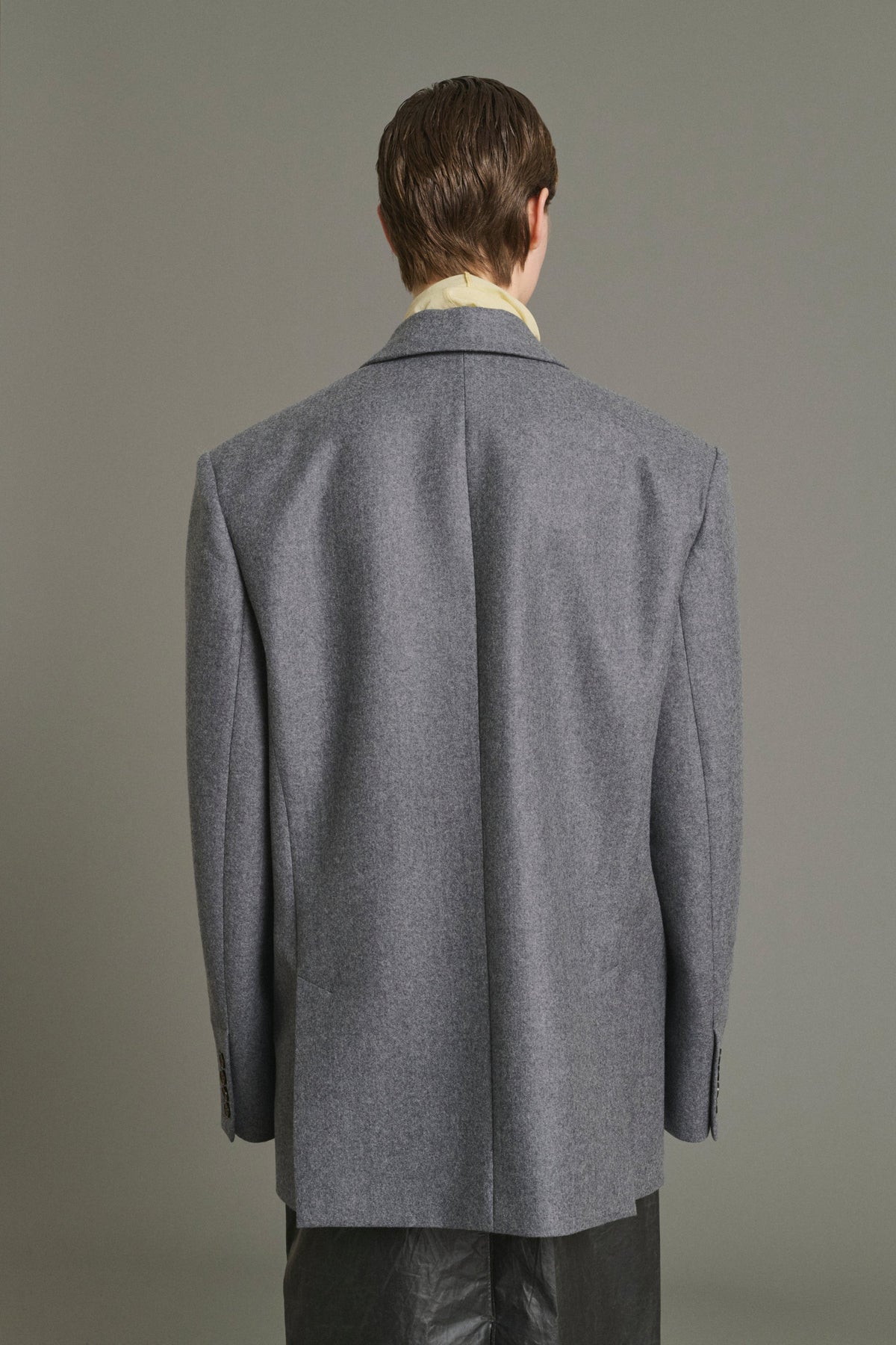 Veste oversize croisée en flanelle de laine