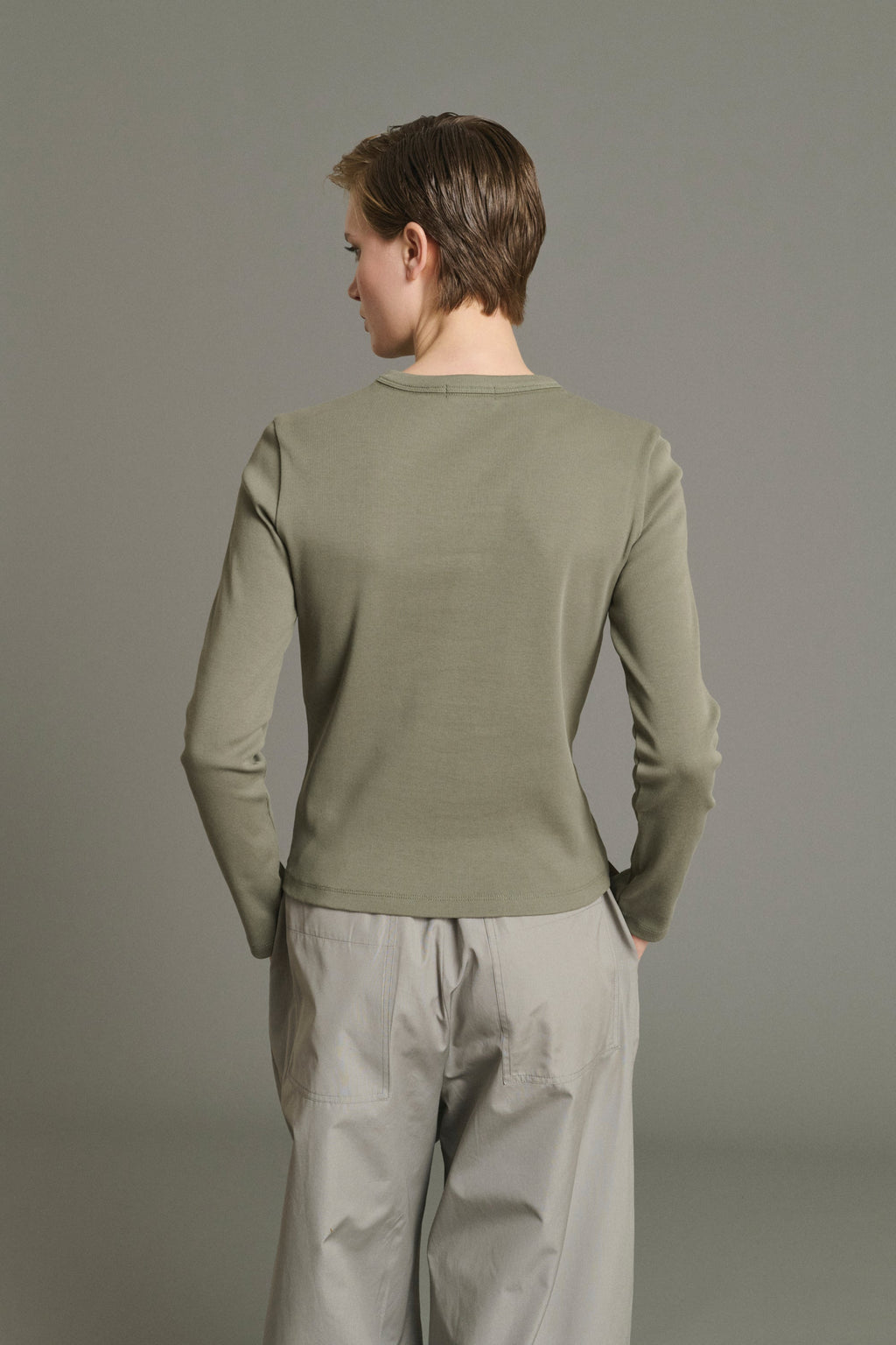 Tee-shirt brodé Soeur à petites côtes à manches longues