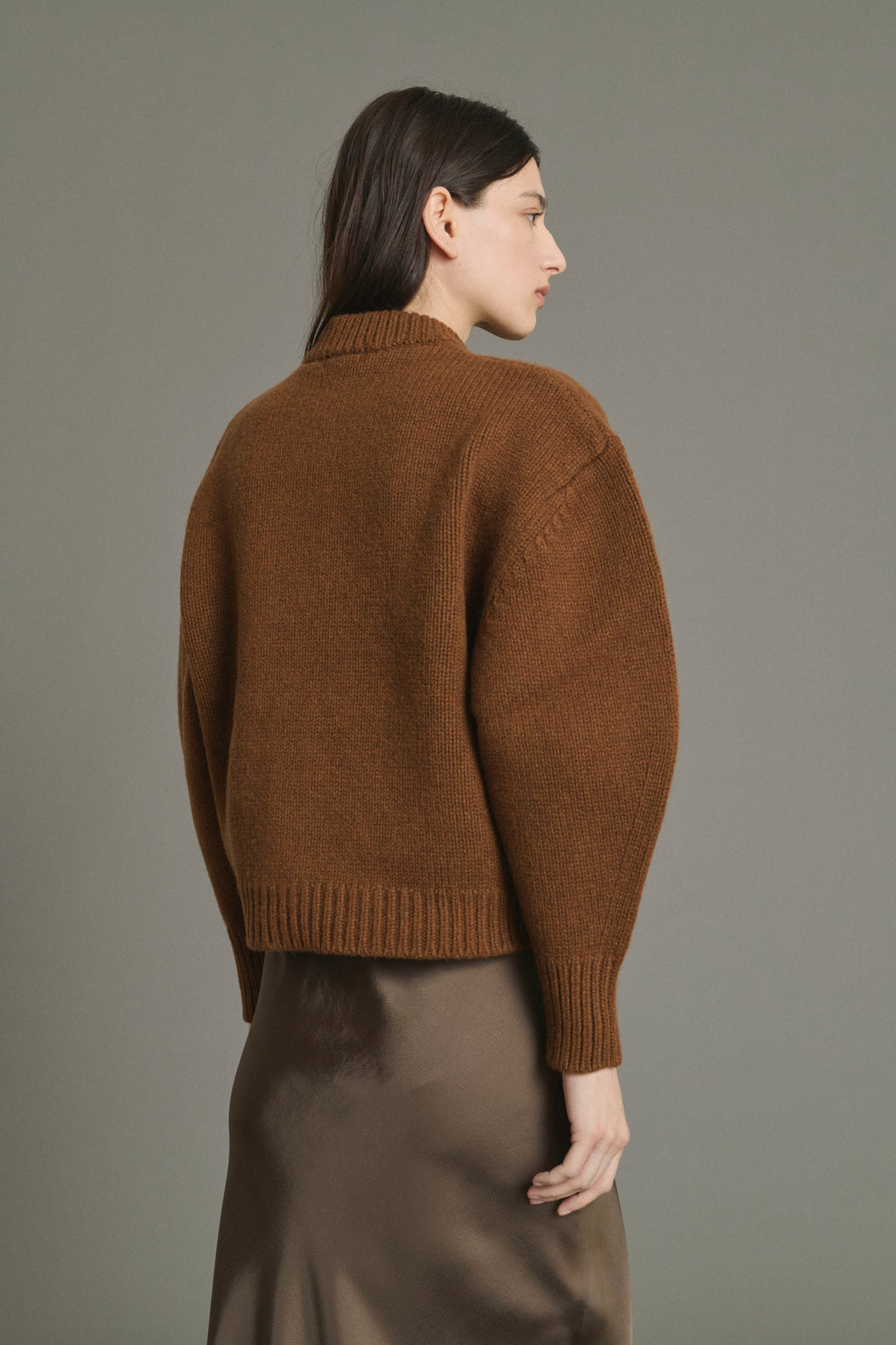 Cardigan boxy en laine compacte