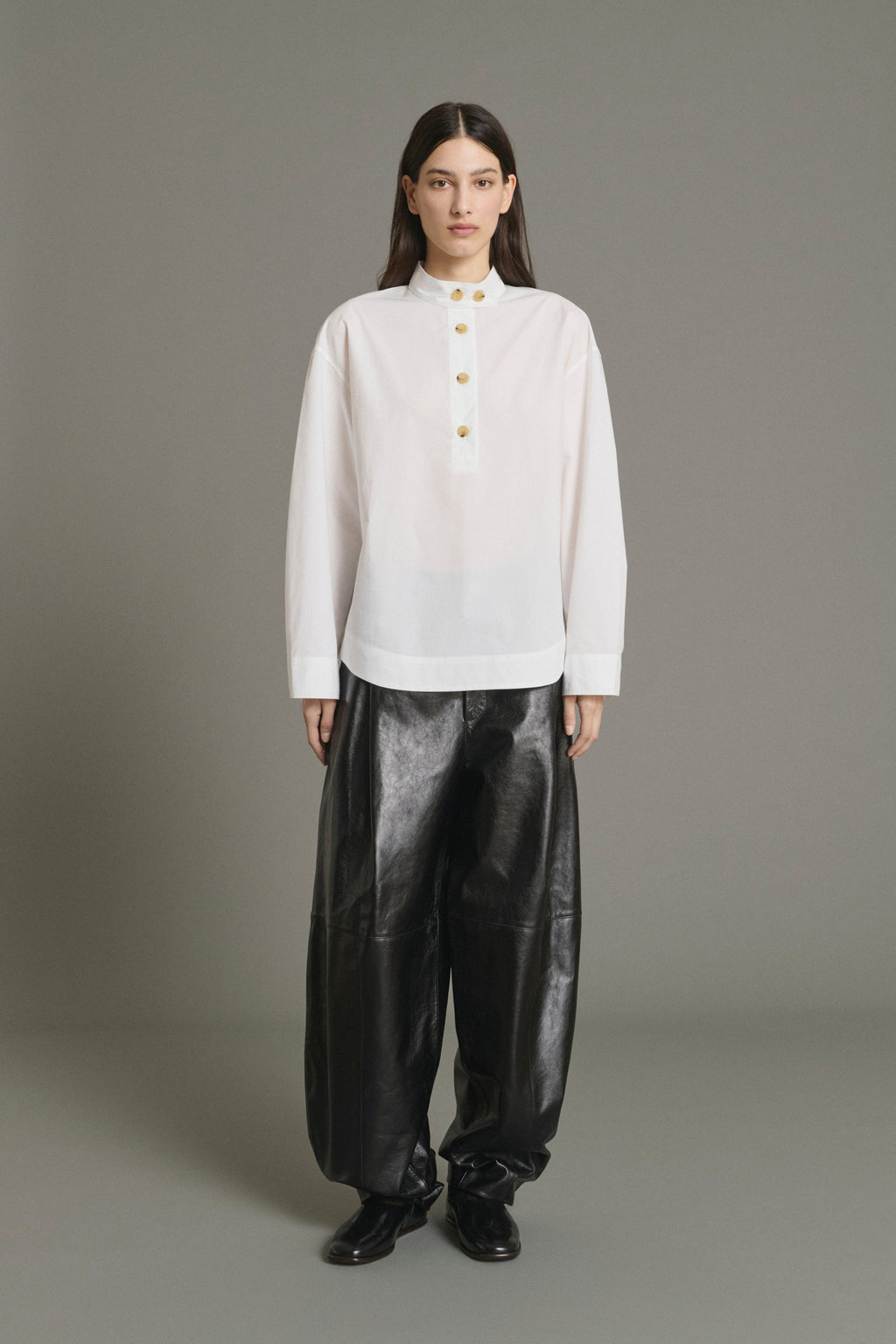 Blouse ceinturée en popeline de coton