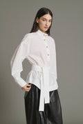 Blouse ceinturée en popeline de coton