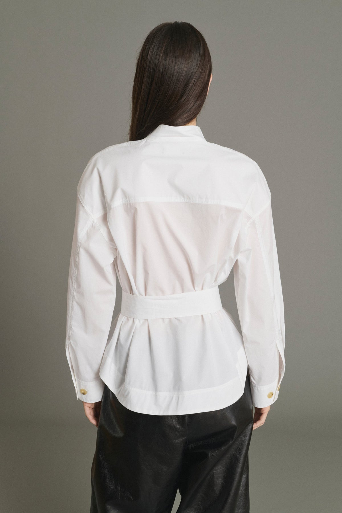 Blouse ceinturée en popeline de coton