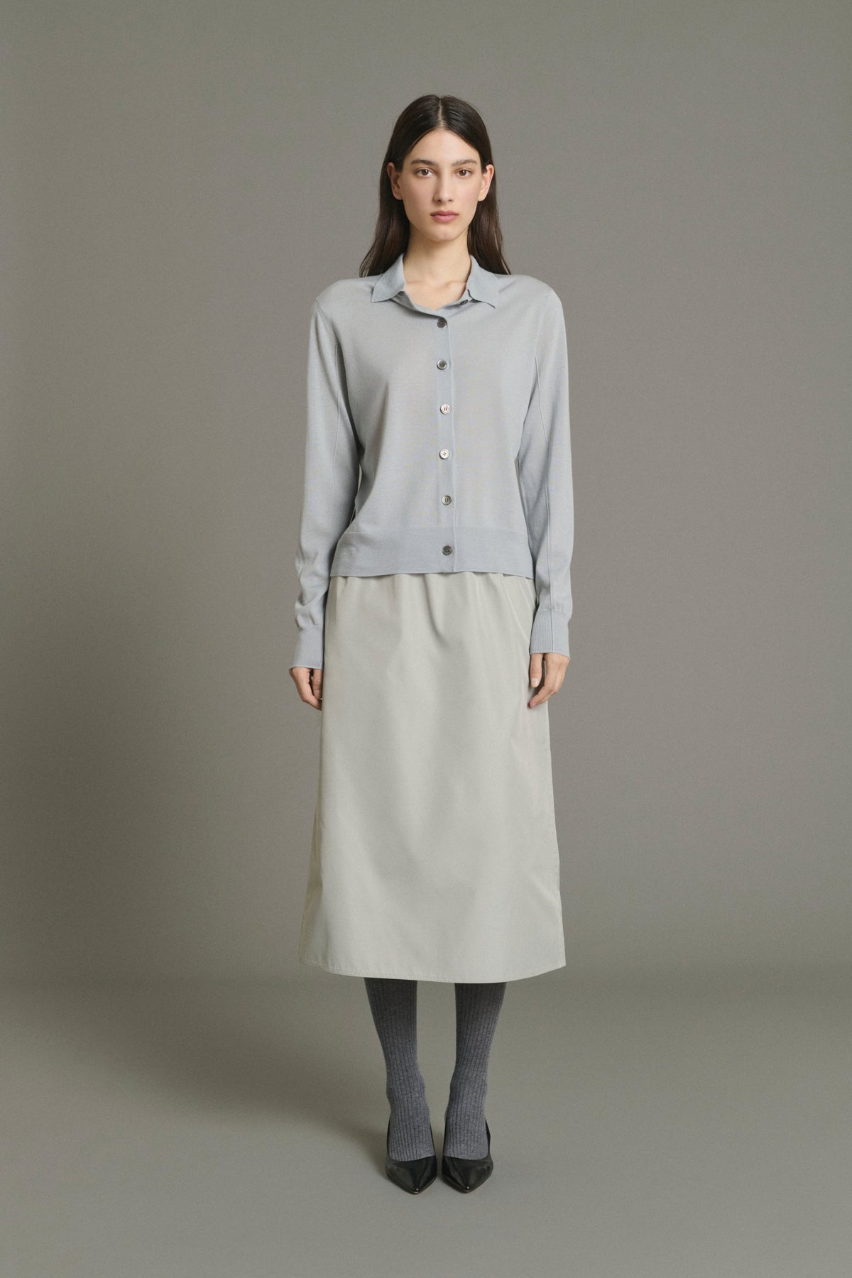 Cardigan polo en laine mérinos