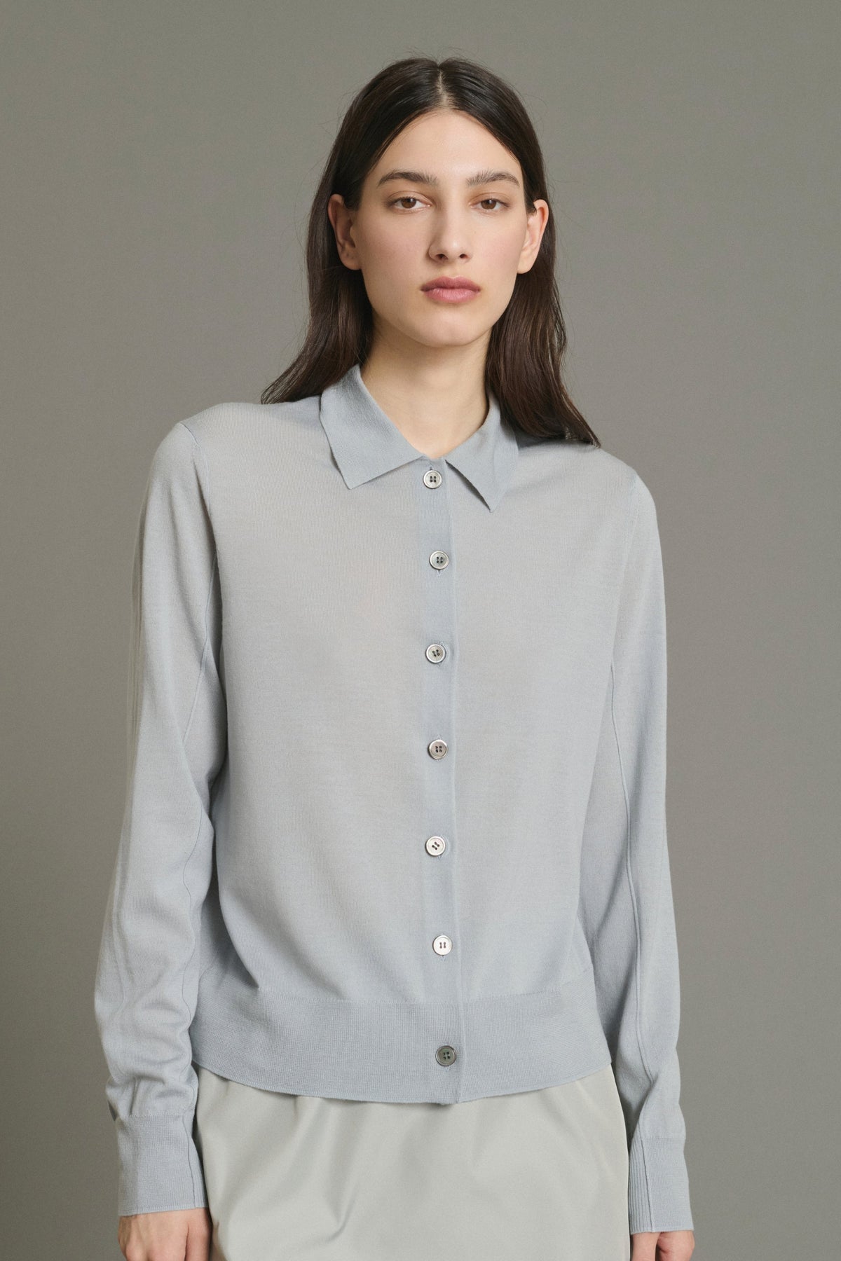 Cardigan polo en laine mérinos
