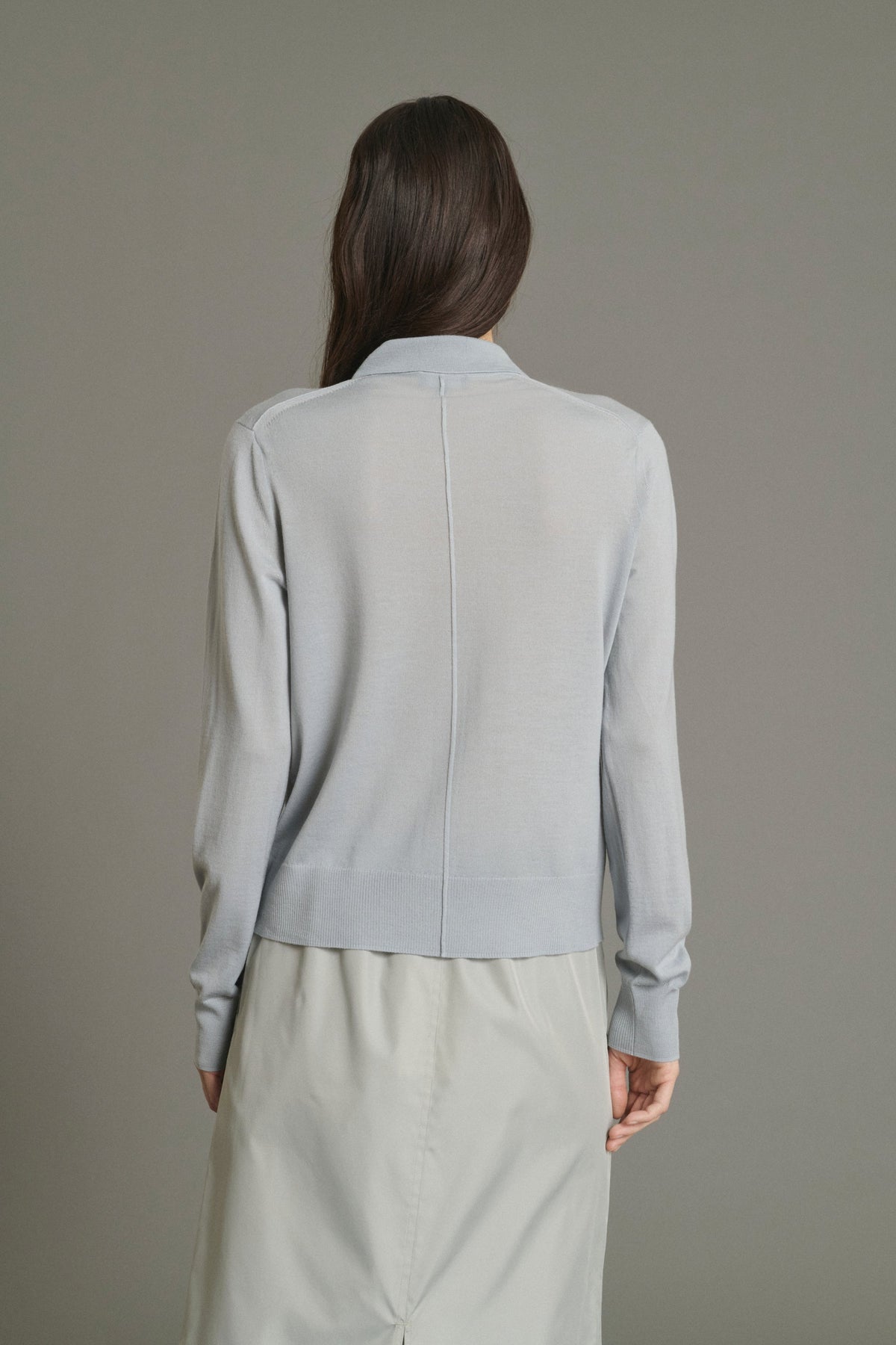 Cardigan à col polo en laine mérinos