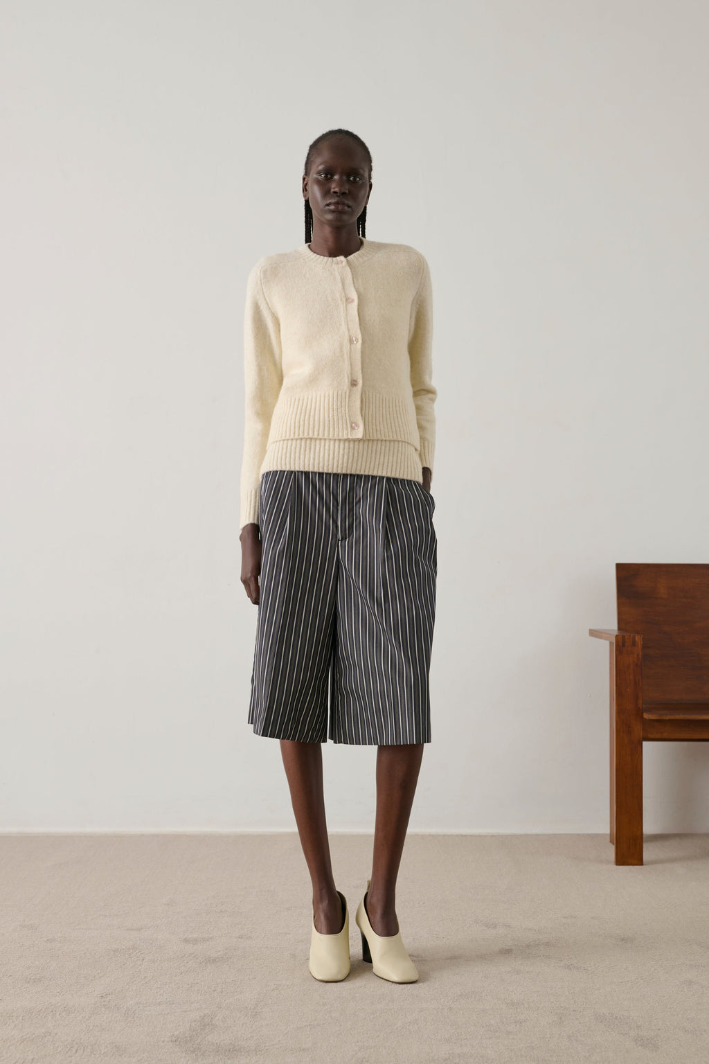 Cardigan court en alpaga et laine