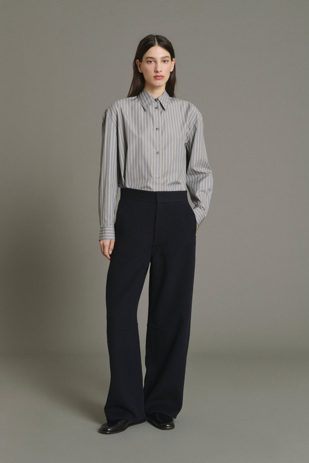Pantalon barrel en laine double face