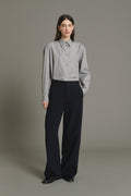 Pantalon barrel en laine double face