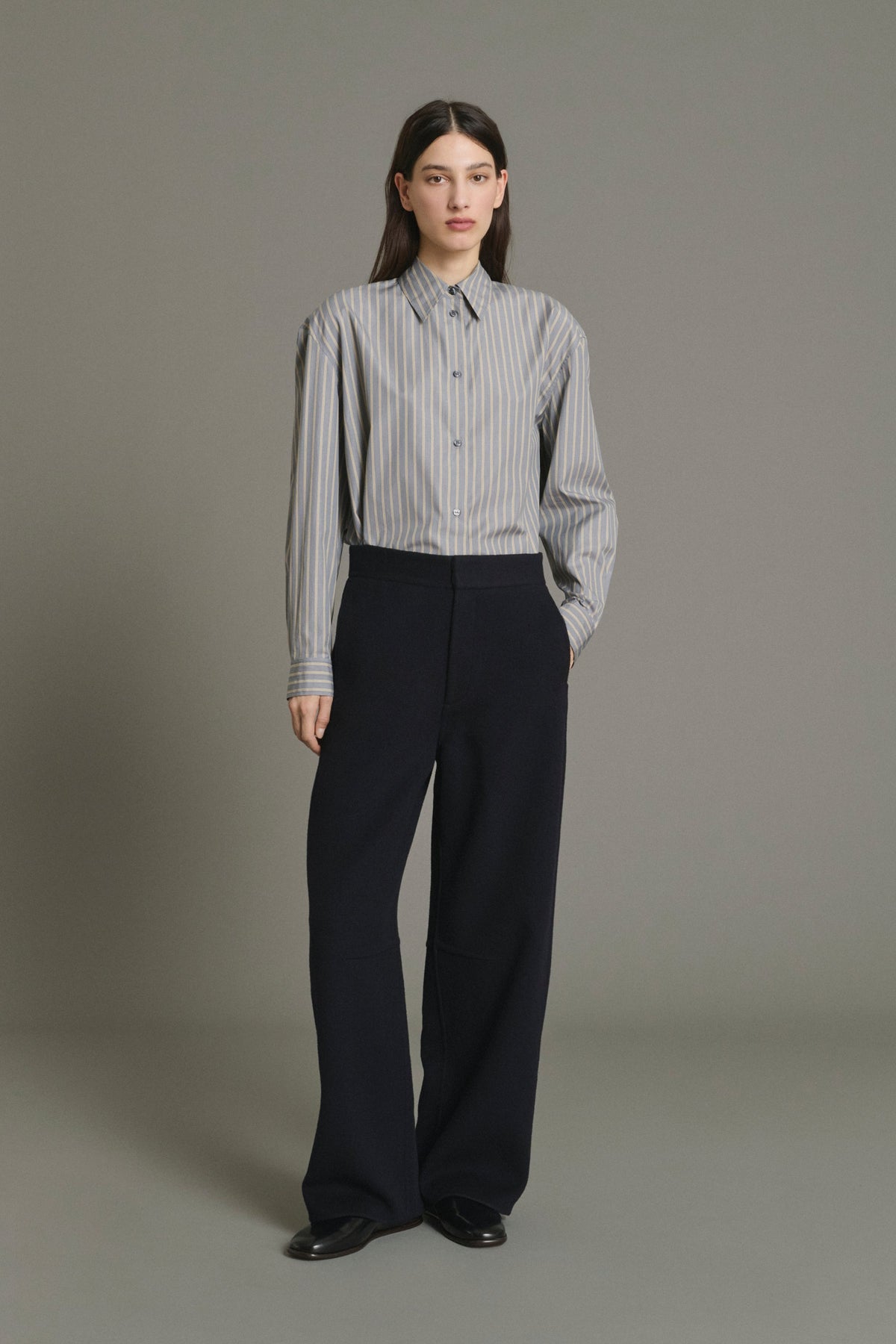 Pantalon barrel en laine double face