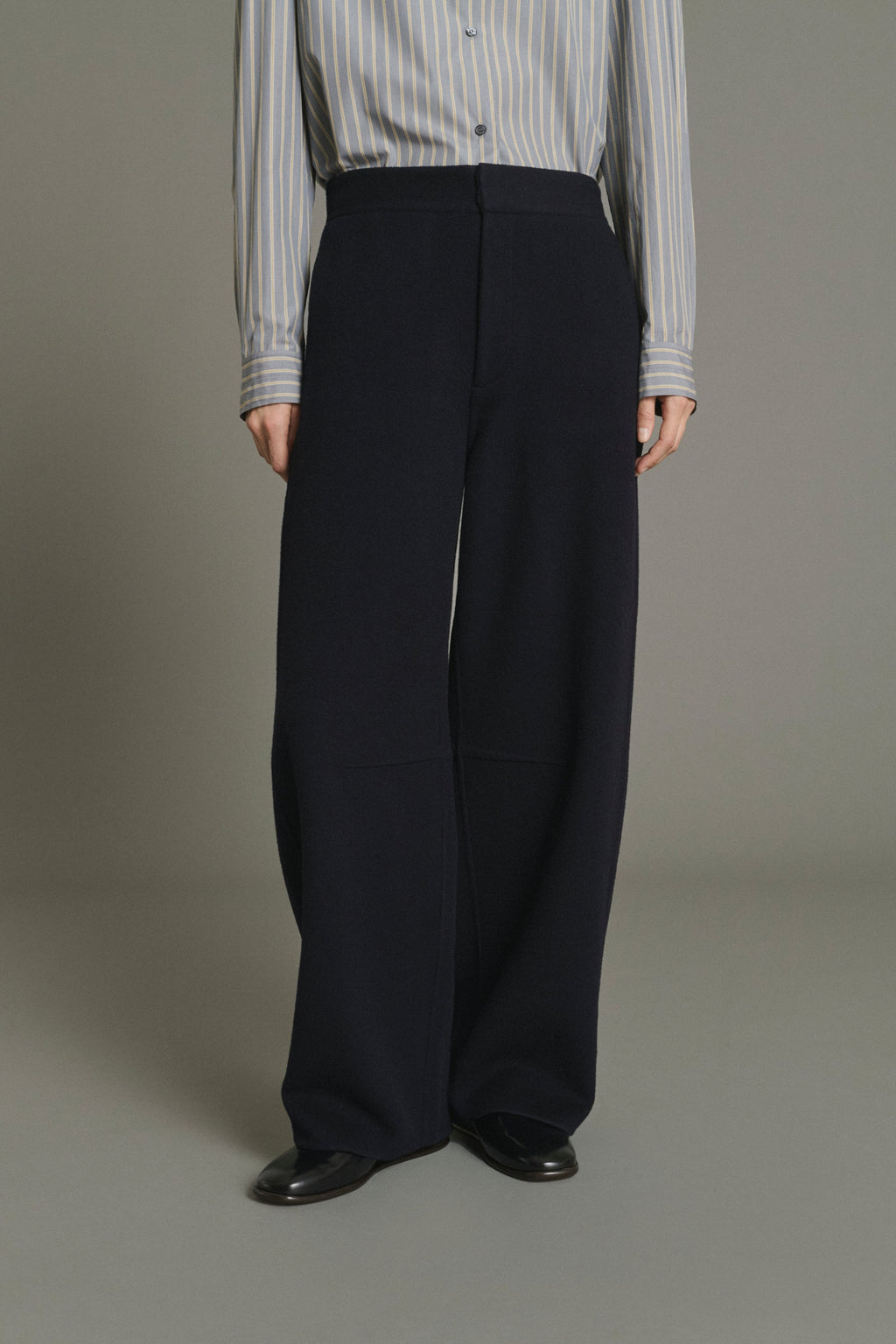 Pantalon barrel en laine double face