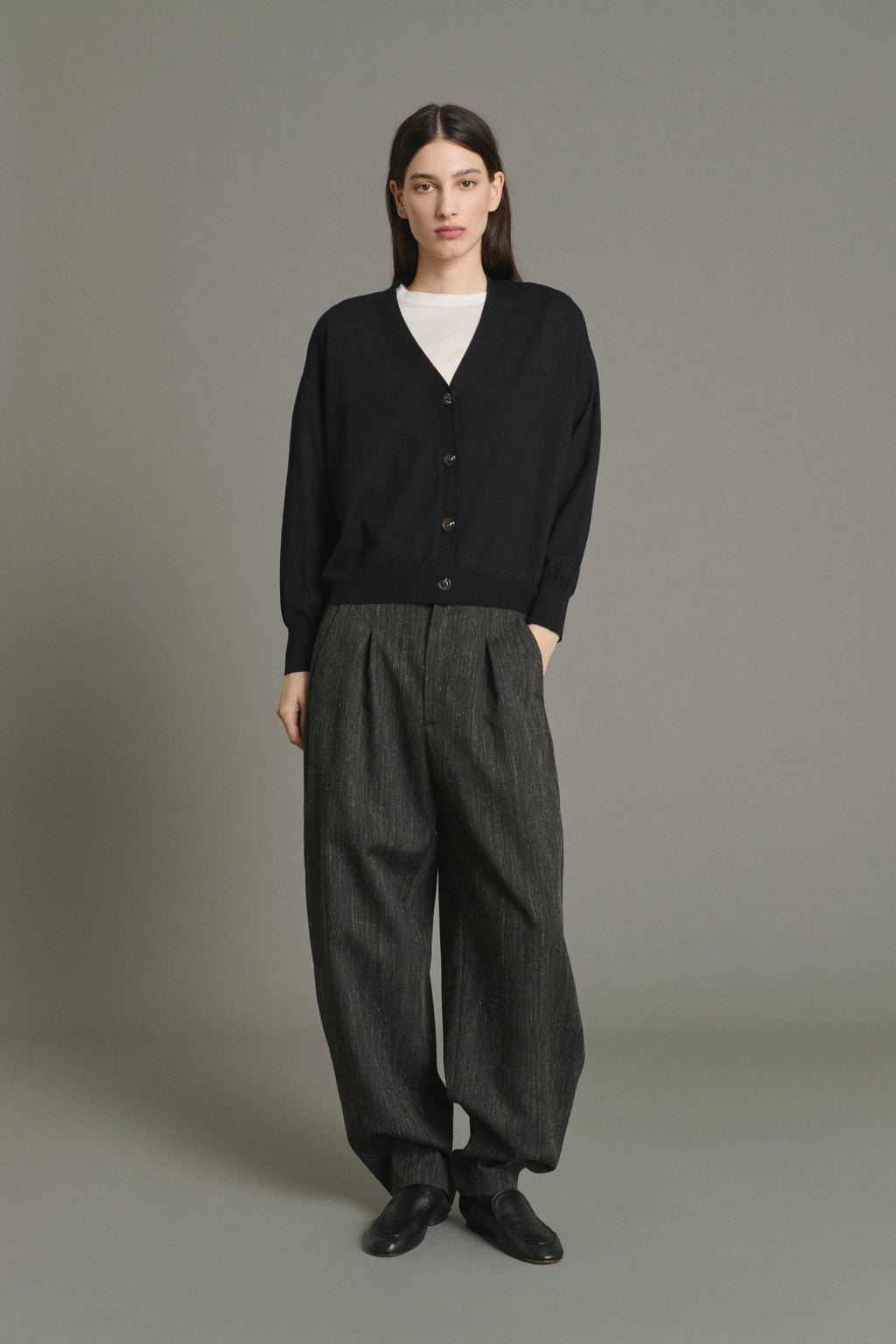 Cardigan fin en laine mérinos