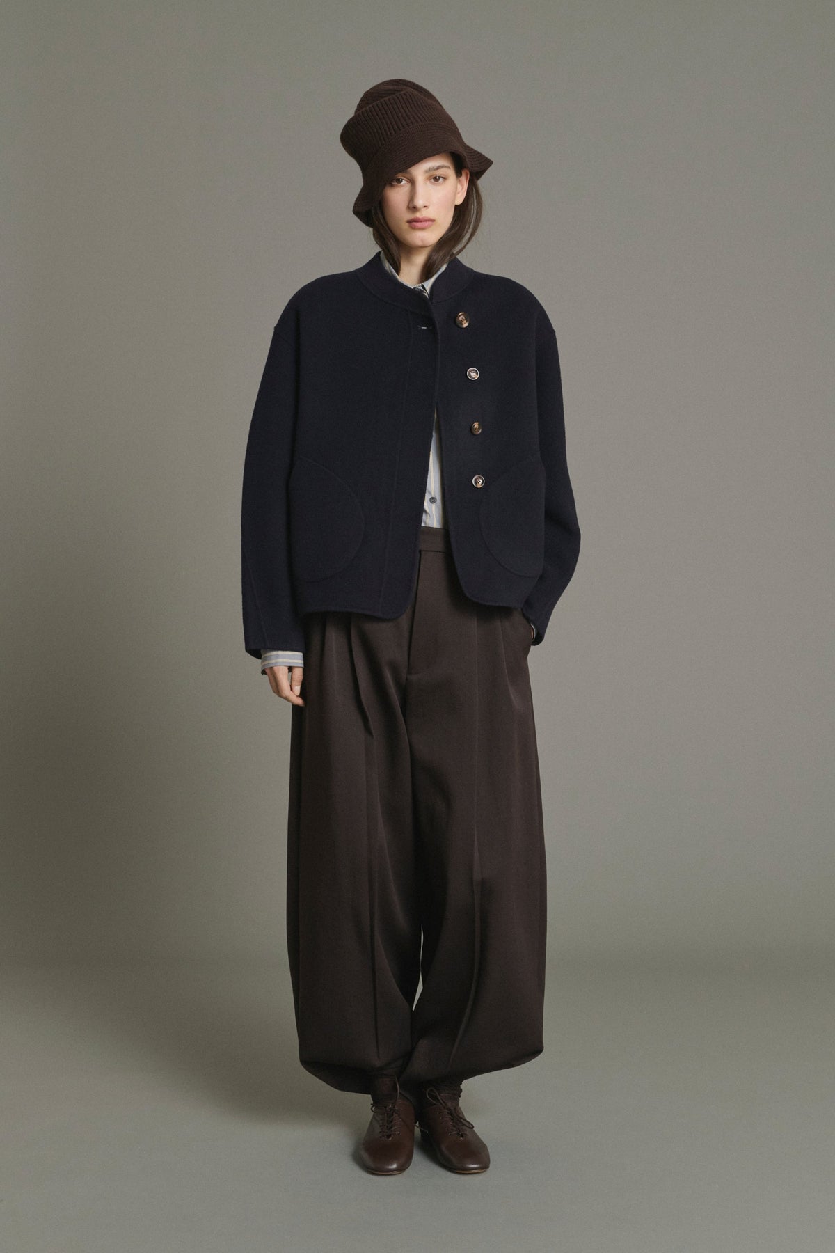 Manteau boxy en laine double face