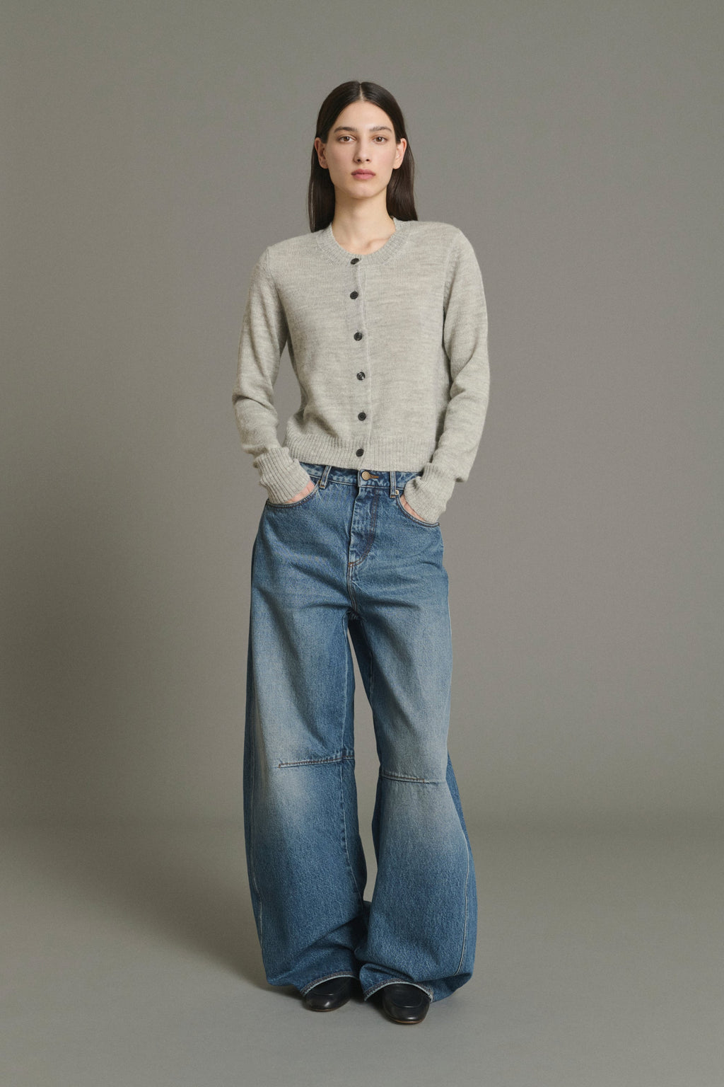 Cardigan court en laine et alpaga