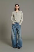 Cardigan court en laine et alpaga