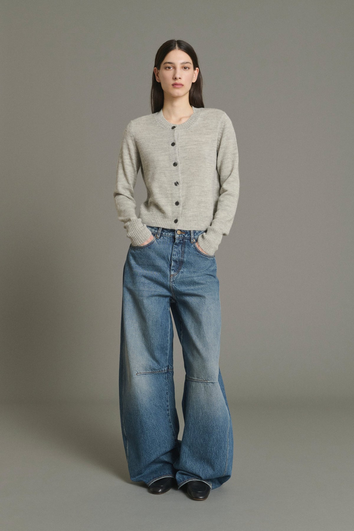 Cardigan court en laine et alpaga