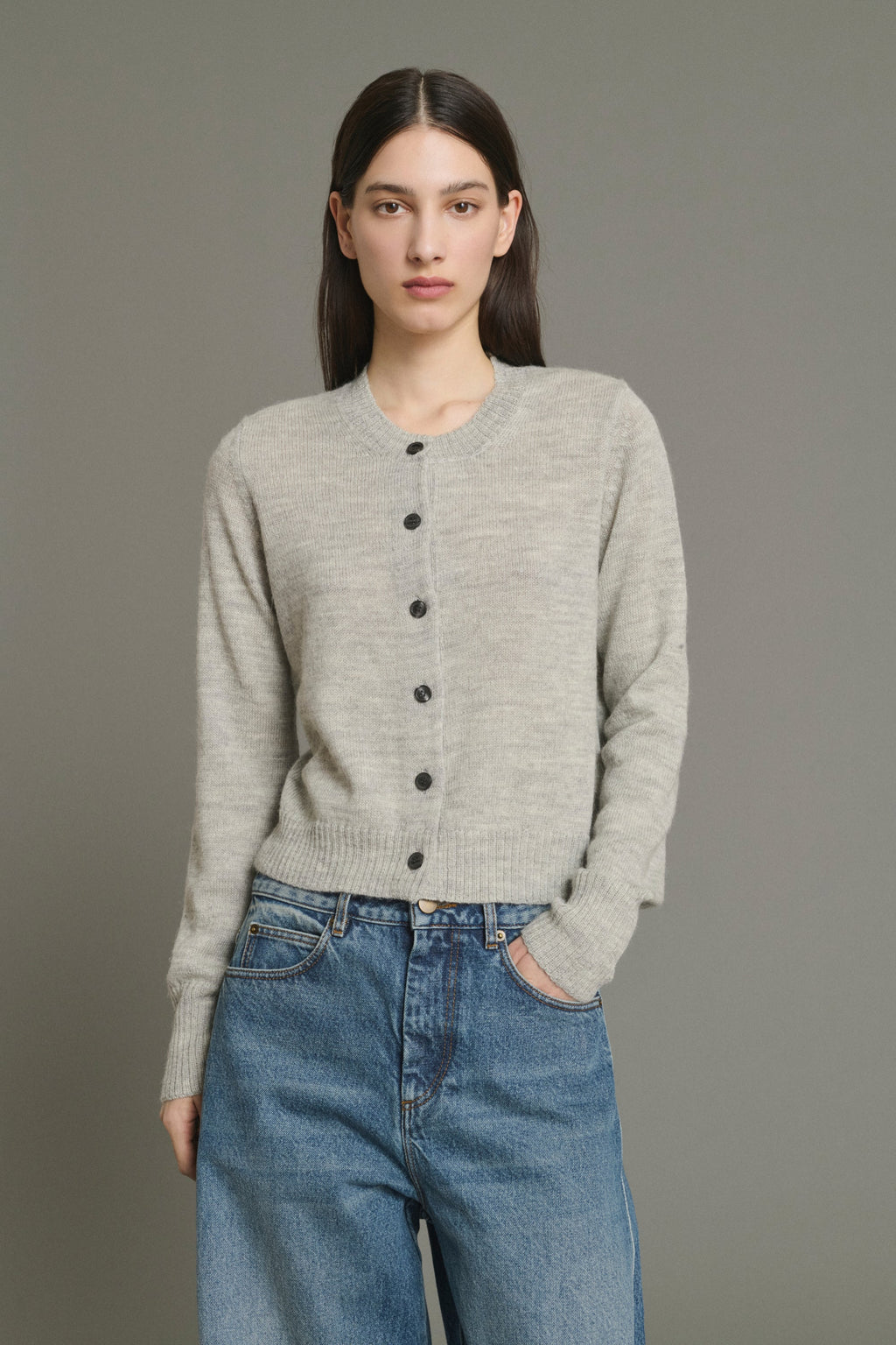 Cardigan court en laine et alpaga