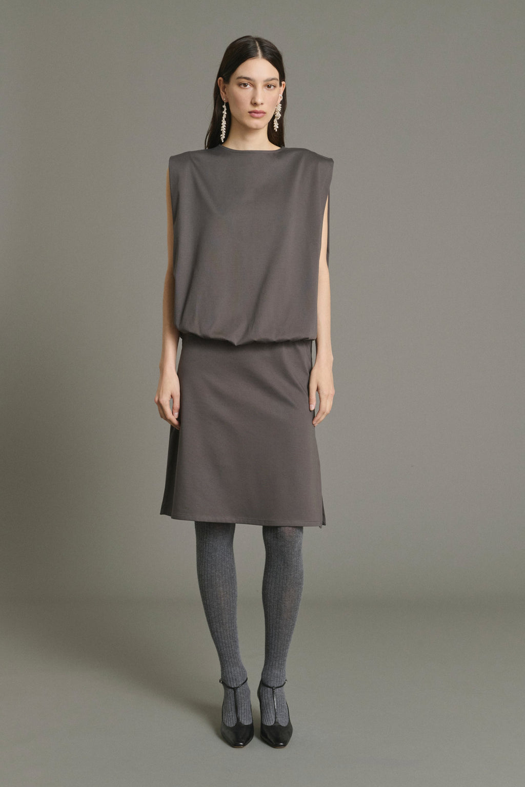 Robe taille basse en jersey satiné