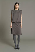Robe taille basse en jersey satiné