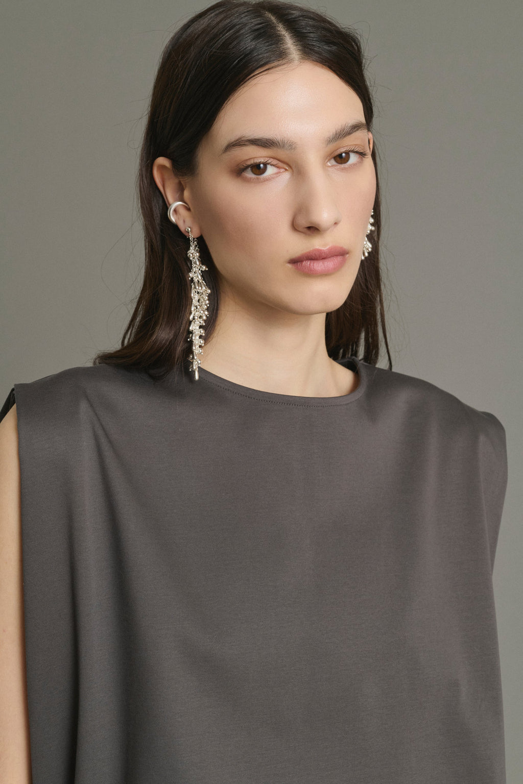 Robe taille basse en jersey satiné
