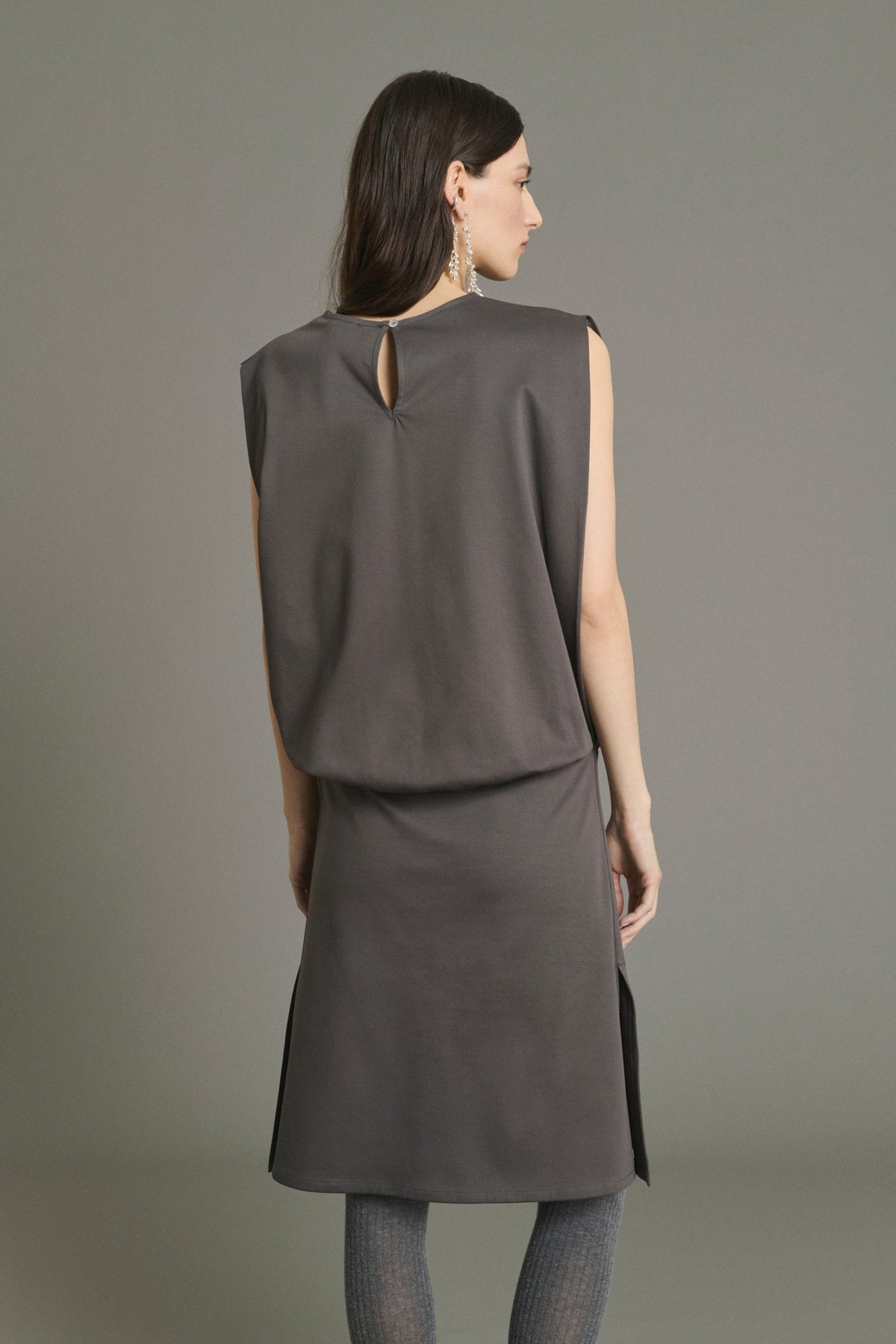 Robe taille basse en jersey satiné