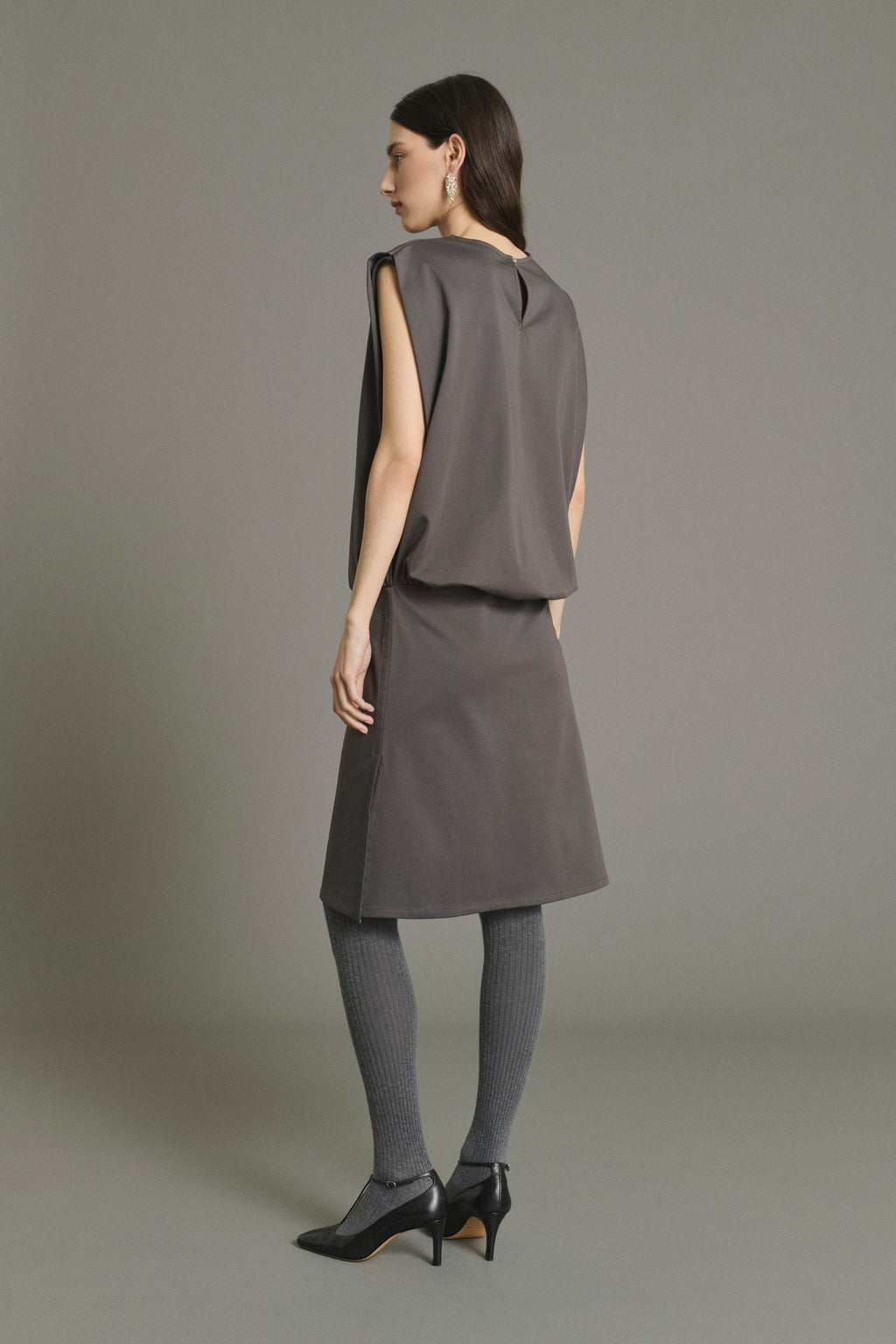Robe taille basse en jersey satiné