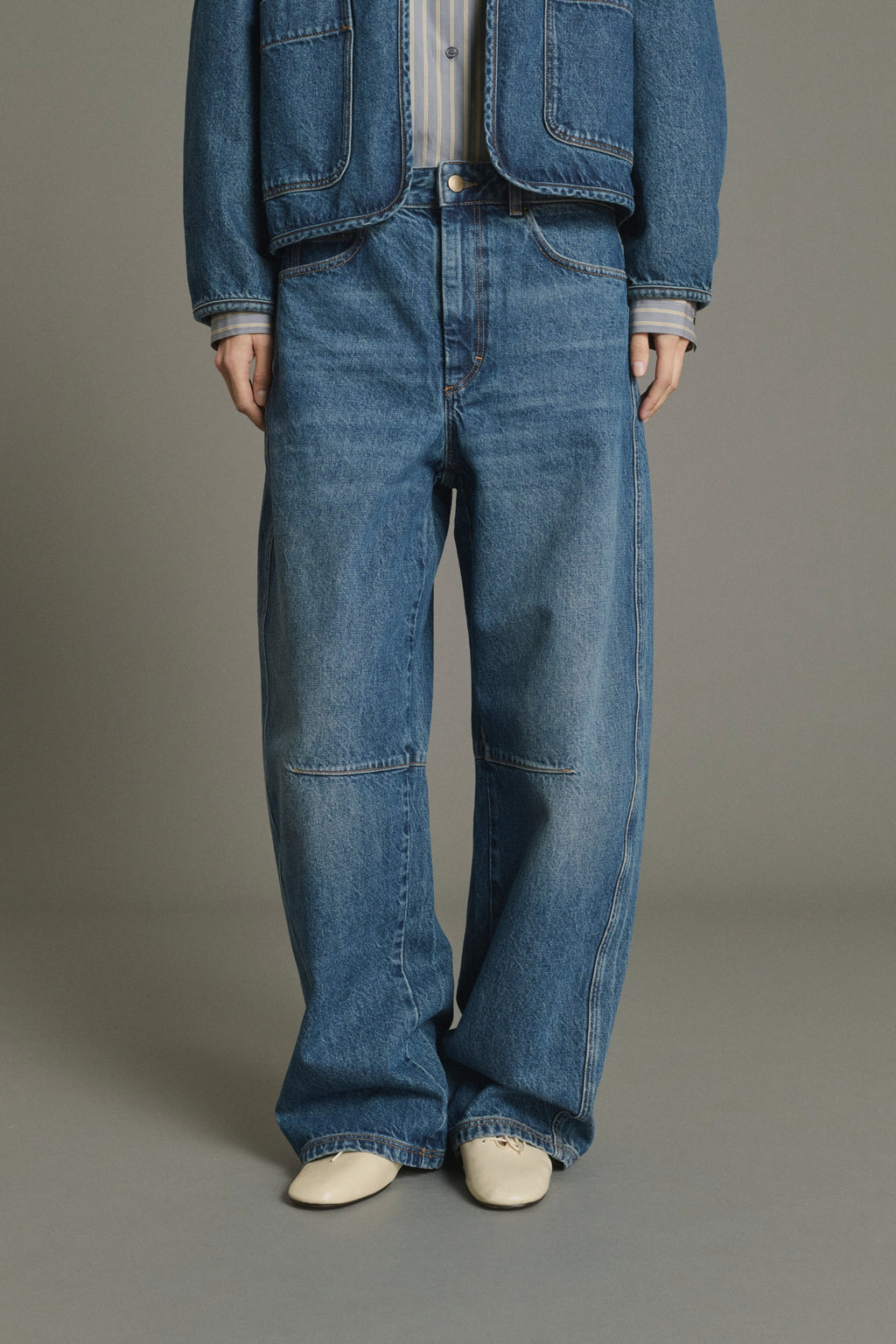 Jean coupe barrel en denim